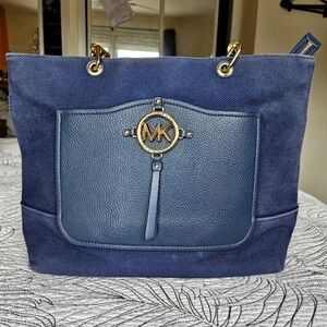 GUC Michael Kors Amy Tote Large Canvas Navy